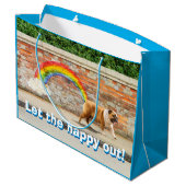 Hund und Rainbow Graffiti Große Geschenktüte (Rückseite Schrägansicht)