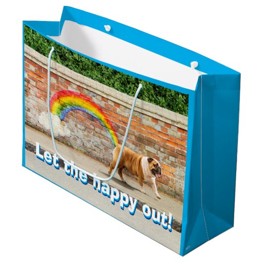 Hund und Rainbow Graffiti Große Geschenktüte (Vorderseite Schrägansicht)
