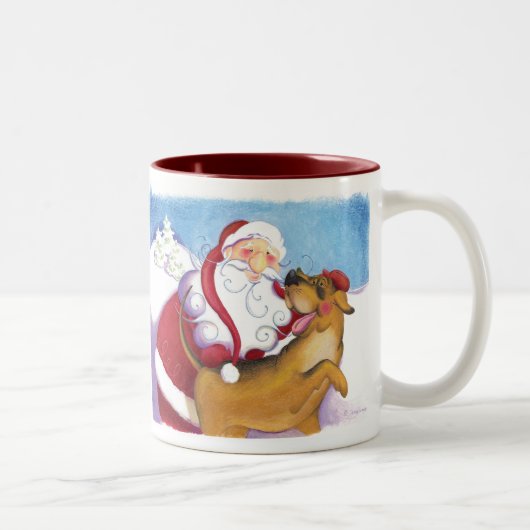 Hund und Sankt-Tasse Zweifarbige Tasse (Rechts)