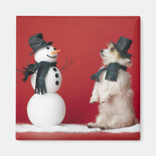 Hund und Schneemann Magnet