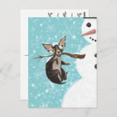 Hund und Schneemann. Postkarte (Vorne/Hinten)