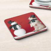 Hund und Schneemann Untersetzer (Linke Seite)