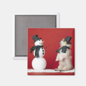 Hund und Snowman Magnet (Vorderseite/Rückseite)