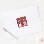 Hund und Snowman Quadratischer Aufkleber (Umschlag)