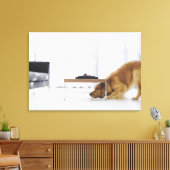 Hund und Tabelle Leinwanddruck (Insitu (Wohnzimmer))