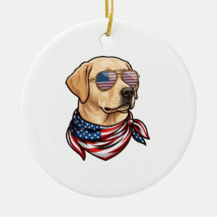 Hund Usa Flag Sonnenbrille Bandana Keramik Ornament