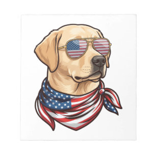 Hund Usa-Flagge Sonnenbrille Bandana Notizblock