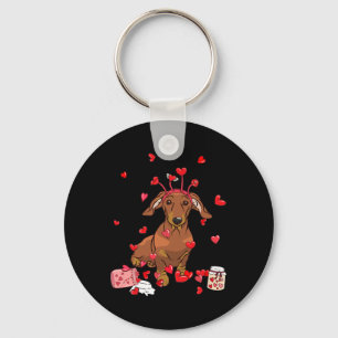 Hund Valentine Geschenk Niedliche Dackel Valentins Schlüsselanhänger
