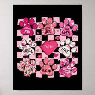 Hund Valentine, Hundepfote Herz, Pfote Hund Konver Poster