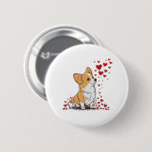 Hund Valentine Niedlich Corgi Valentine s Day Button (Vorne & Hinten)