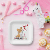 Hund Valentine Niedlich Corgi Valentine s Day Pappteller (Party)