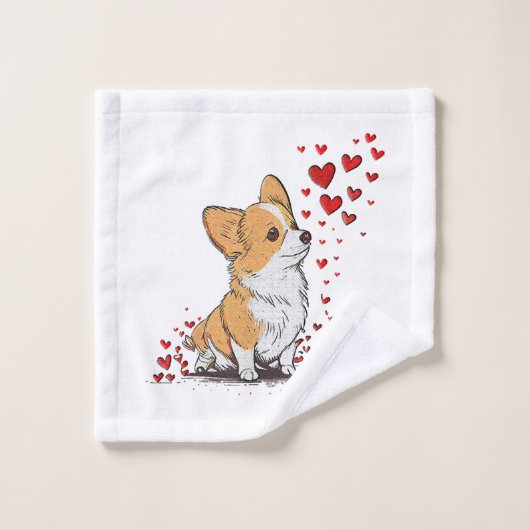 Hund Valentine Niedlich Corgi Valentine s Day Waschlappen (Waschlappen)