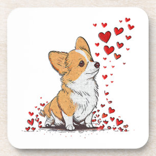 Hund Valentinstag Cute Corgi Valentinstag Getränkeuntersetzer