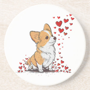 Hund Valentinstag Cute Corgi Valentinstag Getränkeuntersetzer