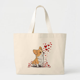 Hund Valentinstag Cute Corgi Valentinstag Jumbo Stoffbeutel