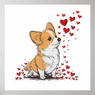 Hund Valentinstag Cute Corgi Valentinstag Poster