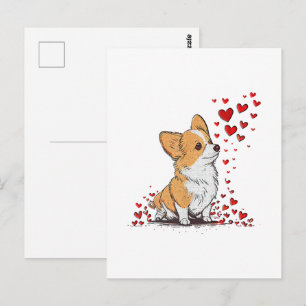 Hund Valentinstag Cute Corgi Valentinstag Postkarte