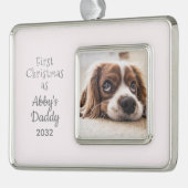 Hund Vater 1. Weihnachtsmädchen Hund DIY Personalz Rahmen-Ornament Silber (Links)