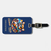 Hund Vater Funny Corgi Poker Player Custom Travel Gepäckanhänger (Vorderseite horizontal)