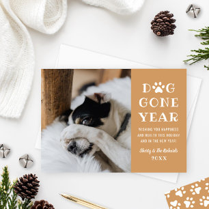Hund Verlorenes Jahr Lustiger Cognac-Haustierfoto Feiertagskarte