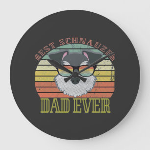 Hund Vintage Bester Schnauzer Dad jemals Tshirt Vä Große Wanduhr