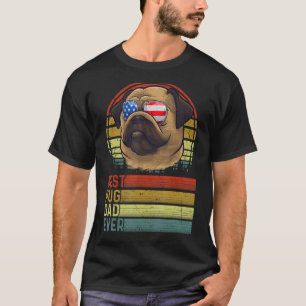 Hund Vintager bester Mops Vater je Vater Tag Welpe T-Shirt