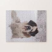 Hund von Saint Bernard im Schnee Puzzle (Horizontal)
