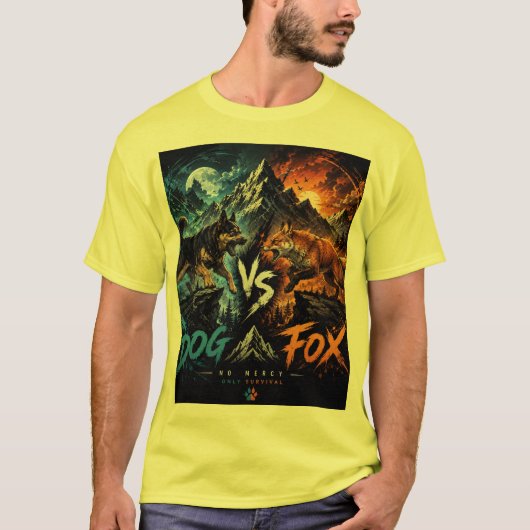 Hund vs. Fuchs: Wilder Überlebenskampf. T-Shirt (Vorderseite)