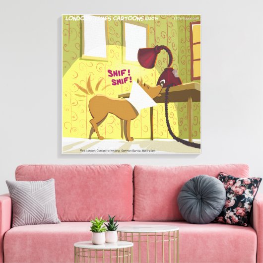 Hund W/E-Collar Niffing Lamp Funny Canvas Print Leinwanddruck (Insitu (Wohnzimmer))