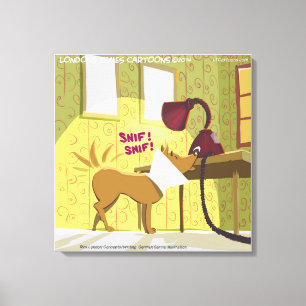 Hund W/E-Collar Niffing Lamp Funny Canvas Print Leinwanddruck