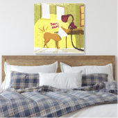 Hund W/E-Collar Niffing Lamp Funny Canvas Print Leinwanddruck (Insitu (Schlafzimmer))