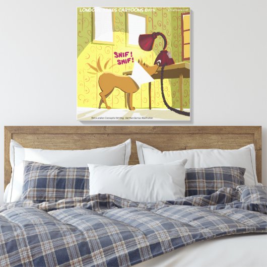 Hund W/E-Collar Niffing Lamp Funny Canvas Print Leinwanddruck (Insitu (Schlafzimmer))