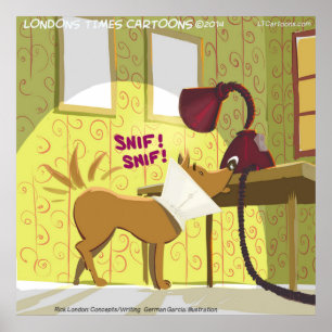 Hund W/E-Collar Sniffing Lamp Funny Poster