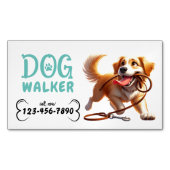 Hund Walker Niedlich Happy Hund Sitzer Magnetische Visitenkarte (Vorderseite)