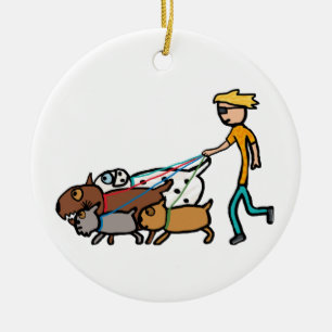 Hund Walking Keramik Ornament