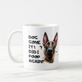 Hund weg! Habe ich wieder gepoppt? Lustiger Schäfe Kaffeetasse