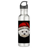 Hund Weihnachten Bichon Santa Hut Auf Einem Bichon Edelstahlflasche (Vorderseite)