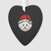 Hund Weihnachten Bichon Santa Hut auf einem Bichon Ornament (Vorderseite)