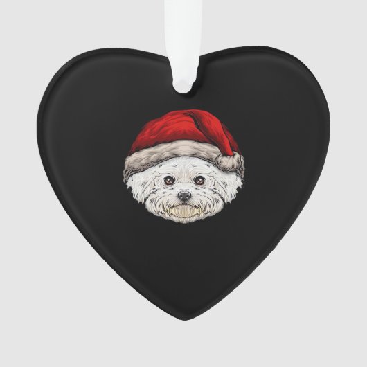 Hund Weihnachten Bichon Santa Hut auf einem Bichon Ornament (Vorderseite)