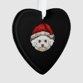 Hund Weihnachten Bichon Santa Hut auf einem Bichon Ornament (Vorderseite)