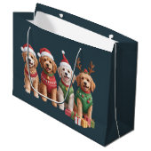 Hund Weihnachten Goldendoodle Weihnachtsweih Hund Große Geschenktüte (Vorderseite Schrägansicht)
