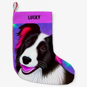 Hund Weihnachten Strumpf mit Namen. Kleiner Weihnachtsstrumpf
