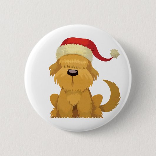 Hund Weihnachten vintage Button (Vorderseite)