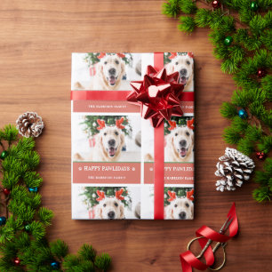 Hund Weihnachts-Foto Happy Pawlidays Geschenkpapier