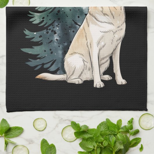 Hund Weihnachtsbaum Party Hund Lover Xmas Geschirrtuch (Gefaltet)