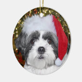 Hund WeihnachtsShih Tzu Keramik Ornament (Links)