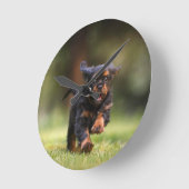 Hund, Welpe, Cavalier Runde Wanduhr (Winkel)