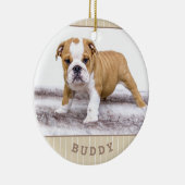 Hund Welpe Foto Beige Streifen Keramik Ornament (Rechts)