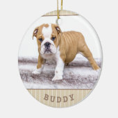 Hund Welpe Foto Beige Streifen Keramik Ornament (Links)