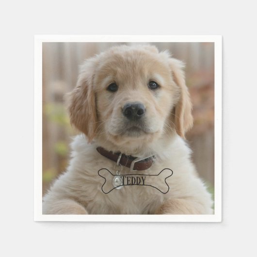 HUND WELPE FOTO NAME BONE BESTER HUND MUTTER VATER SERVIETTE (Vorderseite)